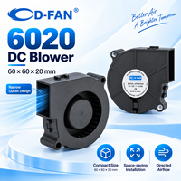 Ventilateurs silencieux en plastique 60mm 6020, 60x60x20mm, 24v 12v, mini souffleur centrifuge DC pour purificateur d'air de voiture