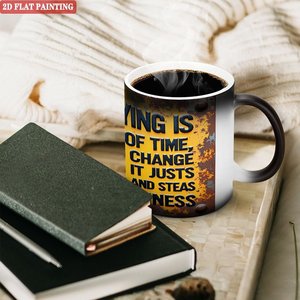 Mug en céramique noir givré de 11 oz, changeant de couleur à la chaleur, pour les boissons quotidiennes, utilisation dans le salon - Product Image 3