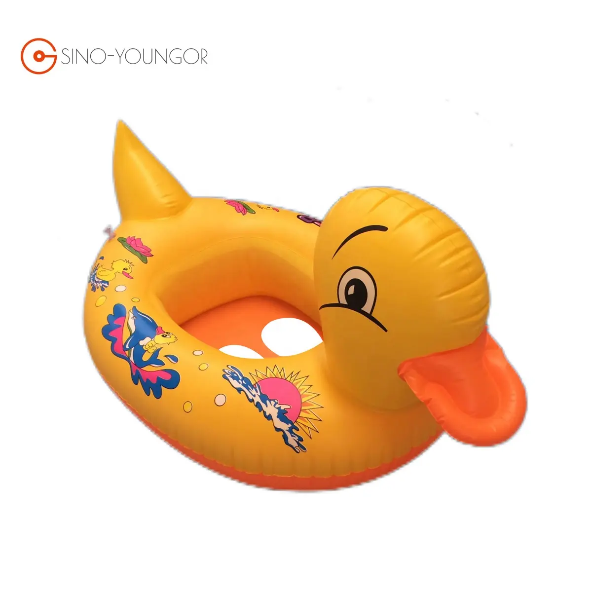 Bán hot thân thiện với môi PVC Tùy chỉnh Kid Inflatable Vàng vịt Float nhựa thổi lên bé bơi thuyền nổi bơi ghế nhà máy
