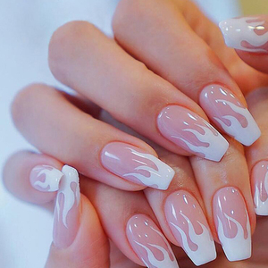 Faux ongles tendance à presser, 24 pièces, longs, forme cercueil, <span class=keywords><strong>French</strong></span> <span class=keywords><strong>manucure</strong></span>, motif damier, réutilisables pour le streetwear et les soirées - Product Image 2