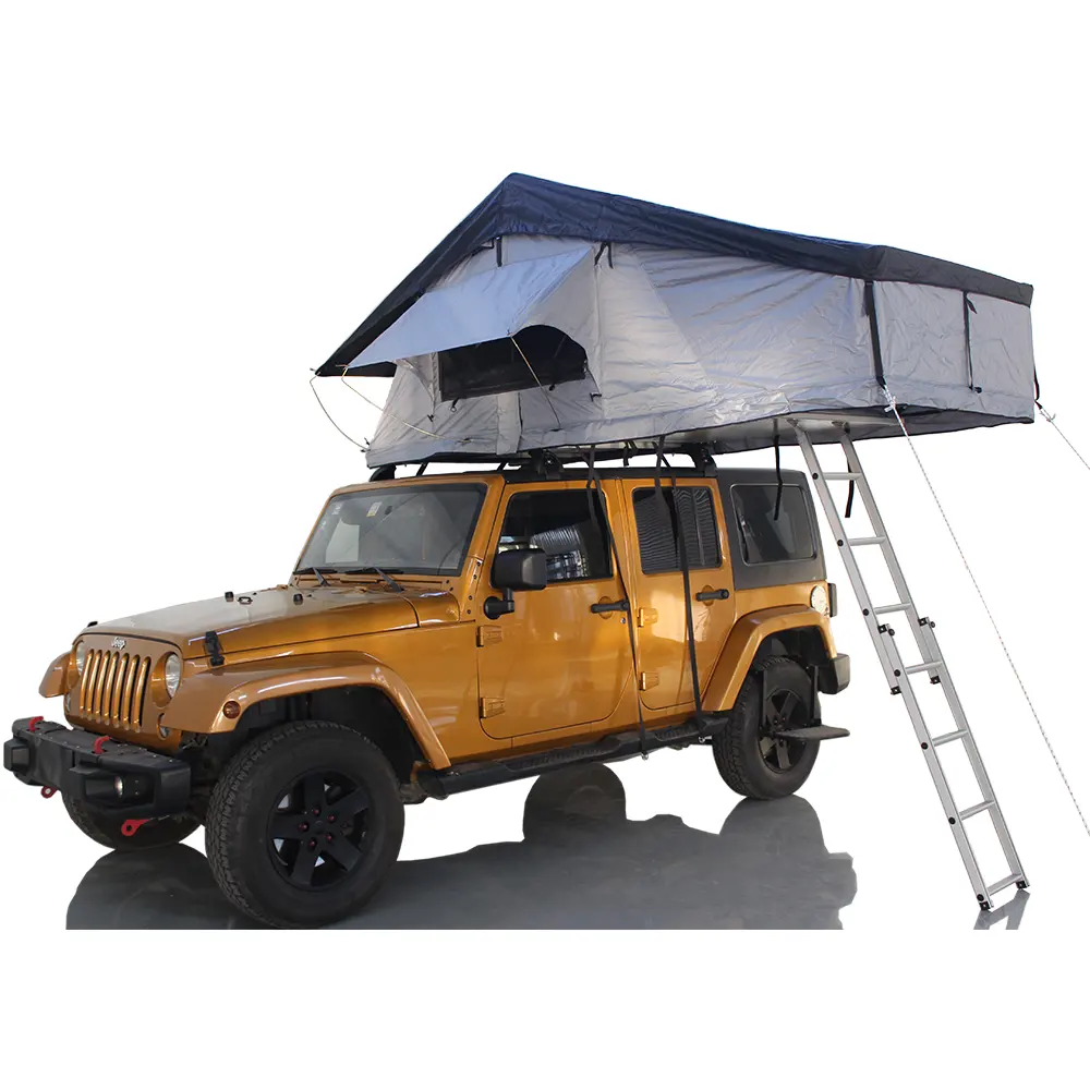 Carpa de techo duro para exterior, tienda de campaña todoterreno para acampar, 2-3 personas, techo de coche, tienda superior, vehículo, techo SUV con escalera