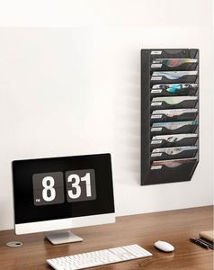 Wall Hanging <b>File</b> Organizer Mesh Metal Hanging <b>File</b> Folder Organizer Vertical Mail Organizer Wall Mount <b>Document</b> Magazine Rack - Product Image 6