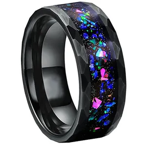 Fine Jewelry Men Latest Finger Ring Designs Wedding Rings Animal Wedding Bands Plated Tungsten Natural Black 8mm Ring Engagement