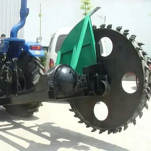 Zanjadora de disco de alta calidad montada en Tractor, zanjadora de cable para carretera dura