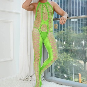 Men's Sexy <b>Fishnet</b> Bodysuit Mesh Tight-Fitting Hollow Exotic Dancewear Spandex Polyester Nylon Spring 2024 - Product Image 1