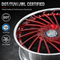 Jantes en alliage Mforged personnalisées rouges à rayons multiples, à déport profond, fournisseur de roues de performance OEM ODM en gros pour les acheteurs B2B
