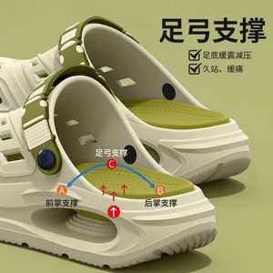 Sandales perforées respirantes pour hommes, semelle extérieure en EVA, antidérapantes, semelle épaisse, chaussures d'été pour la plage en plein air, bout fermé, confortables - Product Image 2