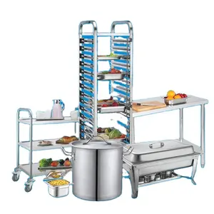 Cart Hotel Heavybao Stainless Steel Service Chafing Dish Cooking Pot Trolley Cart GN Pan Horeca Equipment