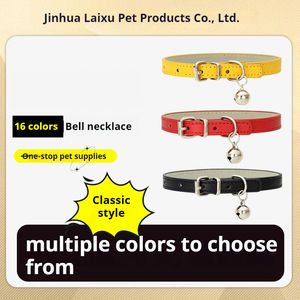 Collar de Cuero PU Premium para Perros y Gatos con Campana DIY, Elegante Collar para Mascotas - Product Image 2