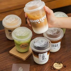 Vaso de Café Desechable Transparente de Plástico PET en Forma de U con Tapa y Boquilla para Bebidas Frías para Llevar, con Logotipo Personalizado - Product Image 4