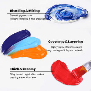 Panwenbo 12ml 튜브 아티스트 품질 무독성 풍부한 안료 색상 12 색 아트 아크릴 페인트 튜브 캔버스 클레이 세라믹 세트 - Product Image 4