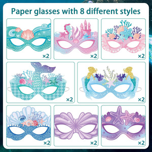 HLC 16 Piezas de Máscaras de Papel de Sirena, Decoraciones para Fiestas Temáticas de Playa de Verano, Lindas Máscaras Faciales de Sirenita, Accesorios para Cabina de Fotos - Product Image 3