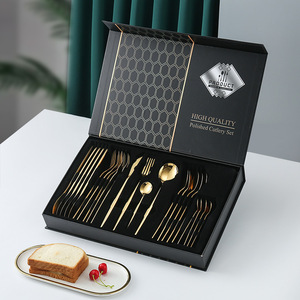 Wholesale Luxury Silver Rose Gold Wedding Stainless Steel 18/0 Flatware Golden Spoon Knife <b>Fork</b> Set - Product Image 3