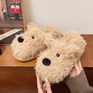 Chaussons en peluche fantaisie en forme de tête de <span class=keywords><strong>chien</strong></span>, amusants, mignons, fourrés, chauds, antidérapants, <span class=keywords><strong>pour</strong></span> adultes et enfants, style dessin animé - Product Image 6