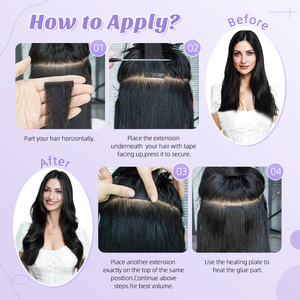 Extensiones de Cabello Remy Liso con Cutícula Alineada, de Piel PU Invisible, Cabello Humano 100% Natural, Color Personalizado, Venta al por Mayor OEM K.swigs - Product Image 4