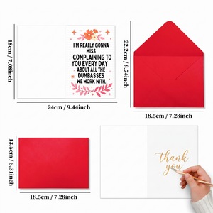 1 Juego de tarjetas de felicitación de despedida divertidas impresas a color para el lugar de trabajo, sobres creativos en inglés, tarjetas con frases de despedida de papel - Product Image 5