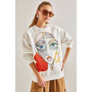 Sudadera Extra Grande para Mujer con Cuello Redondo y Estampado de Figuras, Tejido de Punto de 380 g/m², Estilo Transpirable - Product Image 3