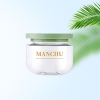 Pot cosmétique en plastique PET transparent de 250 g avec couvercle à vis vert pour crème pour le visage, beurre corporel et stockage de produits de soin