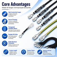Terminal de Horquilla Hembra de 4.8mm con Longitud y Color Personalizados, Conector Pre-crimpado con Aislamiento de PVC para Ensamblaje de Arnés de Cables