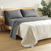 Ensemble de draps en microfibre brossée écologique 600TC super doux à poches profondes couleur unie emballage plastique certifié OEKO-TEX