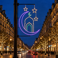 Große Halbmond-Moschee-Basis-Laterne Stern-Ramadan-Motivleuchte für Außenbeleuchtung Straßendekoration Festivalbeleuchtung IP65