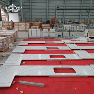 Goldtop Wholesale Customized Size 6021 Glacier <b>White</b> Artificial Stone Countertops for Luxury Apartment Project for Kitchen Use - Product Image 1