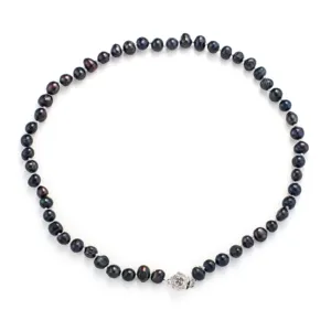 Schwarz aus runden Süßwasser perlenkette schwarz echte Perlenkette Schmuck Rabatt echte Perlenkette