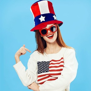 US Independence Day <b>Holiday</b> Party Decorations Props Flag Reusable Cotton <b>Hats</b> Top <b>Hats</b> - Product Image 5