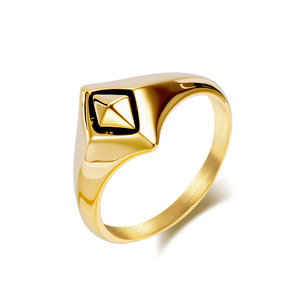 Minimalist Geometric <b>Titanium</b> Steel <b>Ring</b> Unisex Fashion Jewelry Gift Gold Black Steel Color K R1059 - Product Image 5