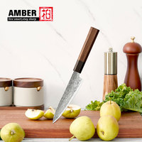 Lame forgée à la main de 6 pouces en acier damas Vg10 Couteau de cuisine japonais avec manche en bois