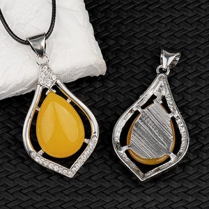 Wonderful Teardrop Gemstone <strong>with</strong> Pave Diamond <strong>Pendant</strong> Water <strong>Drop</strong> Gemstone <strong>Pendant</strong> <strong>with</strong> <strong>Cord</strong> Handmade Jewelry Gift for Her - Product Image 4