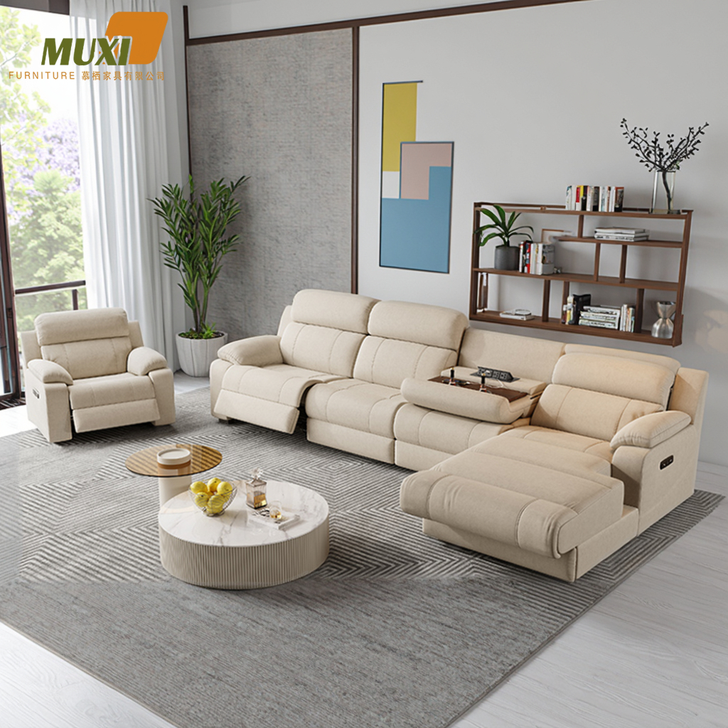 Modern Electric L-Shaped Smart Lounge Sofa – Multifunctional Home Theater Sectional with Reclining, Massage & Cooling Features - View 2
