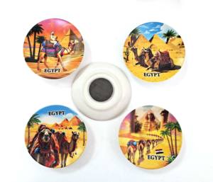 Plato de Cerámica Personalizado con Diseño de Camello, Pirámide y Faraón de <span class=keywords><strong>Egipto</strong></span>, Estilo Art Deco, Forma Personalizada, Recuerdo Hecho a Mano, Imán para Refrigerador - Product Image 5