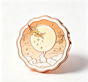 Round Metal Gift <b>Box</b> <b>Floral</b> Rabbit Enamel <b>Box</b> Scalloped Metal Case for Holiday Packaging - Product Image 2