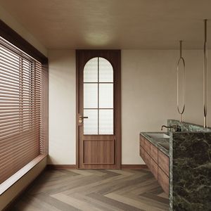 <span class=keywords><strong>Porta</strong></span> da Bagno Postmoderna in Noce Medio-Antico, <span class=keywords><strong>Porta</strong></span> a Battente Molto Stretta per Camera da Letto e Toilette con Vetro Begonia e Alluminio - Product Image 6