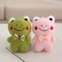 Porte-clés en peluche grenouille verte 3D de dessin animé, pendentif de sac, jouet animal en peluche mini mignon et doux, vente en gros