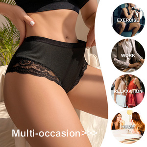 Biancheria intima Sexy da donna con filo nero di pizzo in tinta unita senza cuciture - Product Image 6