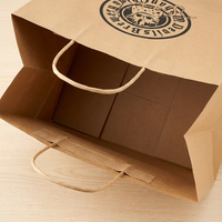 Sacs en papier kraft brun personnalisés avec poignées pour la restauration, la vente à emporter et les services de livraison de repas en gros