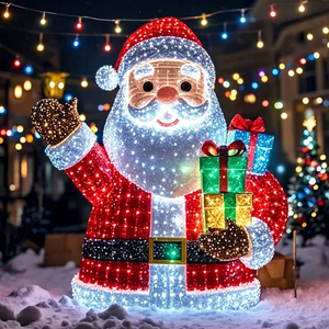 Décoration lumineuse LED de Noël Père Noël, chariot de traîneau de personnage de dessin animé, pour affichage commercial extérieur des fêtes - Product Image 1
