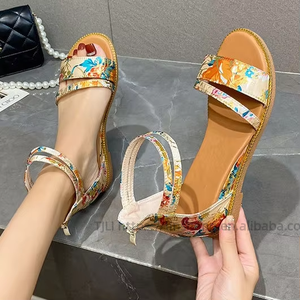 Women Summer New Wedge Heel Printed Ethnic Style <b>Closed</b> Heel <b>Sandals</b> Bohemian Beach <b>Sandals</b> - Product Image 2