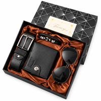Coffret cadeau de luxe pour homme : portefeuille, ceinture, bracelet, lunettes de soleil - 4 pièces dans une boîte cadeau pour lui, anniversaire, anniversaire de mariage, cadeaux promotionnels professionnels