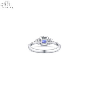 Luxury Fine Jewelry Classic Style 18K Solid Gold Natural Diamond With 0.45CT <b>Cushion</b> Cut Sapphire Ring <b>For</b> Women Engagement Gift - Product Image 3