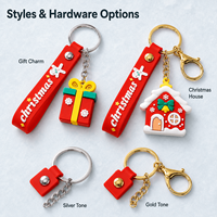 Llavero de PVC suave 2D 3D al por mayor para Navidad, con logotipo personalizado en relieve, de goma, OEM ODM para promoción global B2B de marcas