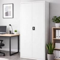 Armoire de rangement en acier moderne, réglable, pliable, grande capacité, 2 portes, avec portes verrouillables et éclairage intégré