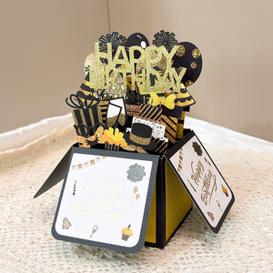 Biglietto d'Auguri 3D Pieghevole <span class=keywords><strong>di</strong></span> Lusso Evergreenwrap, Stile Scatola Nera, Creativo ed Elegante per <span class=keywords><strong>Compleanno</strong></span> - Product Image 3