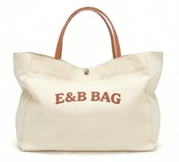 Bolsa de Compras de Lona Personalizada de Alta Calidad con Logotipo Personalizado, Gran Capacidad, Plegable y Práctica, con Cuero PU