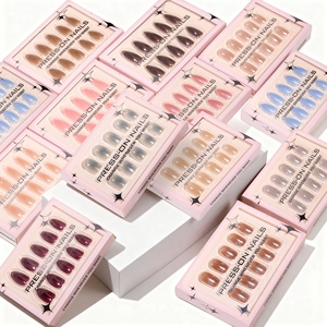 Holographic <strong>Nails</strong> Almond Press On <strong>nails</strong> Wholesale Artificial Fingernails With Glue Wipe And File Reusable Fake <strong>nails</strong> Nude - Product Image 1
