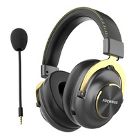 Casque de jeu sans fil supra-auriculaire 2,4 GHz avec haut-parleur 50 mm, faible latence, 4-en-1 PS5/PC, micro détachable à réduction de bruit, en cuir, pour le sport