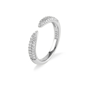 S925 Sterling Silver Moissanite Open <b>Adjustable</b> <b>Ring</b> Pave Setting Stackable Finger <b>Ring</b> For Women Daily Fine Jewelry Gift - Product Image 2