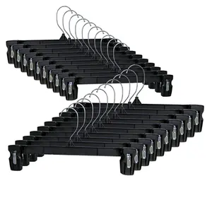 Plastic Hangers Cheap Multifunctional Cheap Price Black Plastic Pants Hangers With 360 Swivel Hook